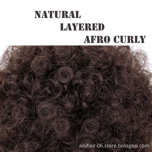 Aisi Hair Women's Synthetic Puff Afro Short Curly Hair Chignon For Black Women Color 4# Kinky Curly Hair Bun Ponytail